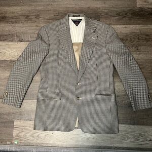 Vintage Tommy Hilfiger Mens 42R Sport Coat  Blazer Houndstooth USA 100% Wool 80s